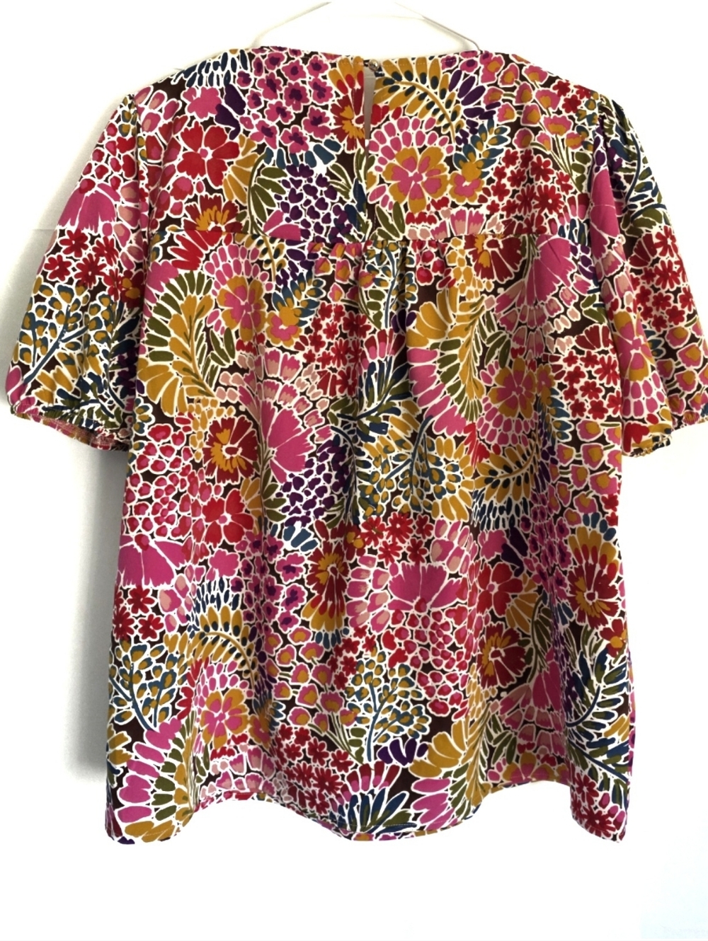 SAVANNA JANE Pink Multi Floral Crochet Embroidered Yoke Blouse L - Picture 3 of 3